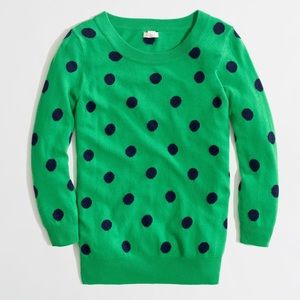 J.Crew Factory Charley green polka dot sweater - XS